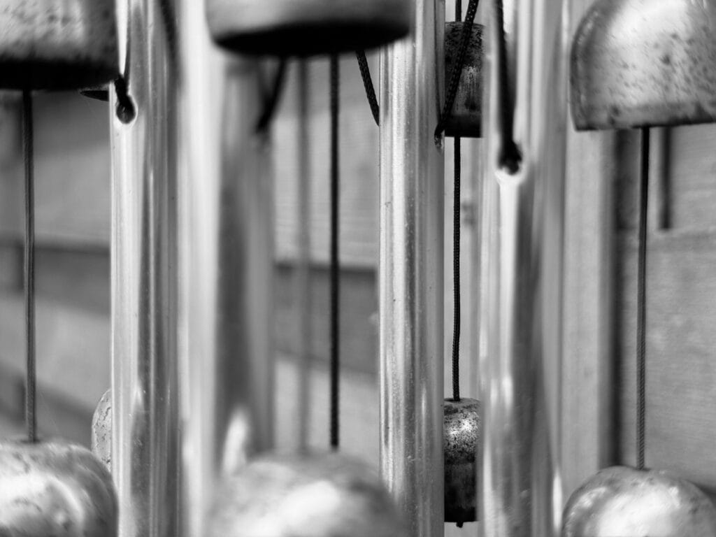 Close-up of the inside of a carillon.