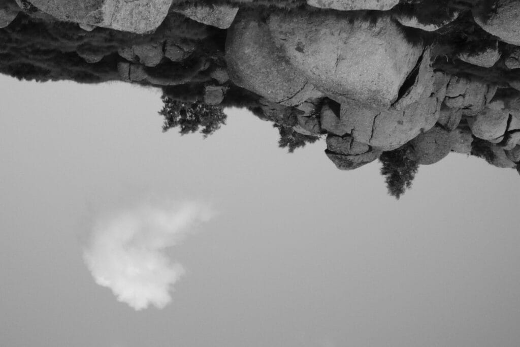 Round granite rocks on a hill.