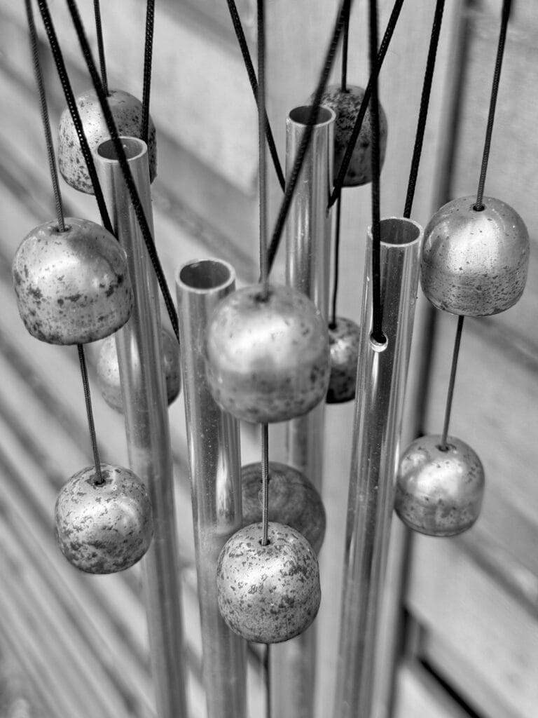 Close-up of a carillon shoot from above.