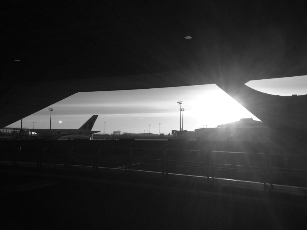 Blinding sunshine on the tarmac at KUL.