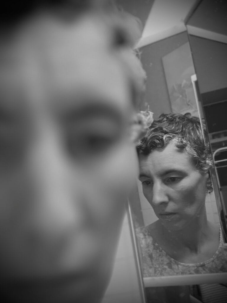 Self-portrait in a mirror.