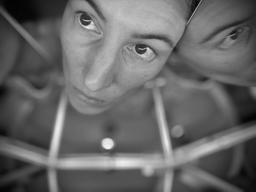 Self-portrait in a mirror.