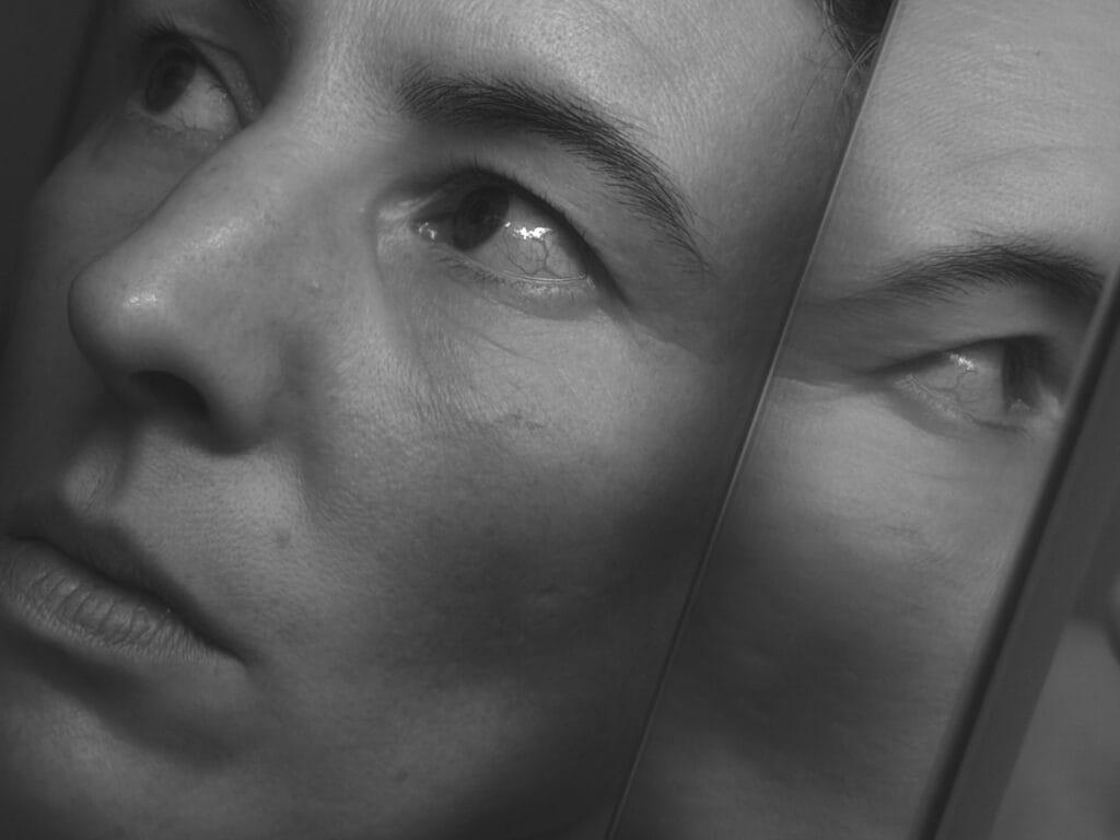 Self-portrait in a mirror.